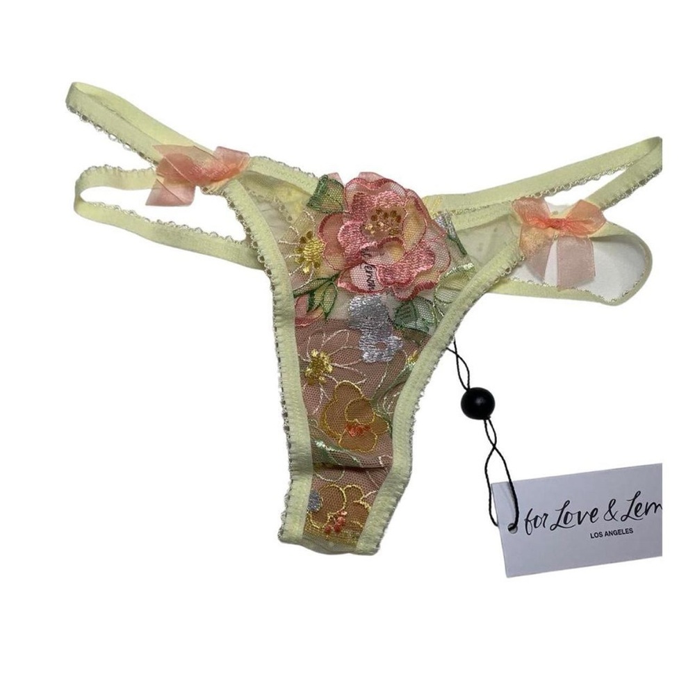 For Love & Lemons Luella Thong Yellow Size XXS Victoria's Secret Floral Lace